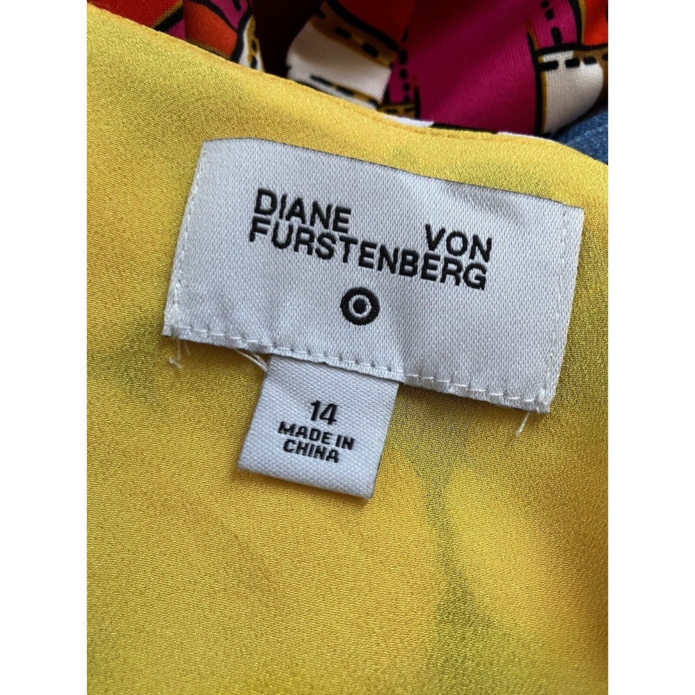 NWOT DVF Diane Von Furstenberg   DRESS Sz 12 Yellow Poppy floral - Picture 9 of 9